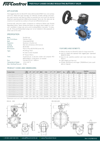 Pn And Pn Fully Lugged Double Regulating Butterfly Valve