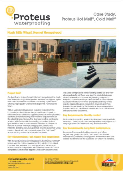Proteus Hot Melt System Monolithic Structural Waterproofing Proteus Waterproofing NBS Source