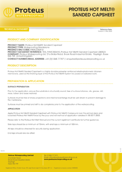 Proteus Hot Melt Sanded Capsheet Waterproofing Membrane Proteus Waterproofing NBS Source