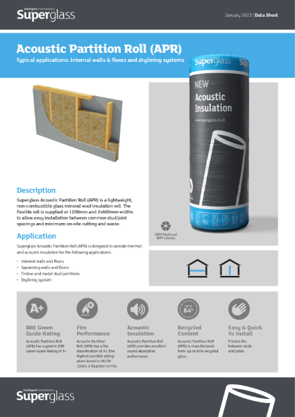 Superglass Acoustic Partition Roll APR Datasheet NBS Source