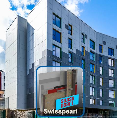 Through-Wall Facade System with Swisspearl - Rainscreen system