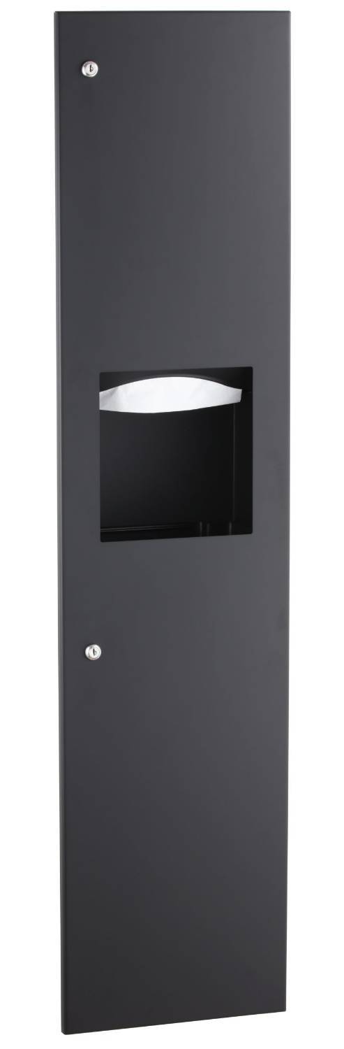 Recessed Paper Towel Dispenser/Waste Receptacle, Matte Black, B-3803.MBLK