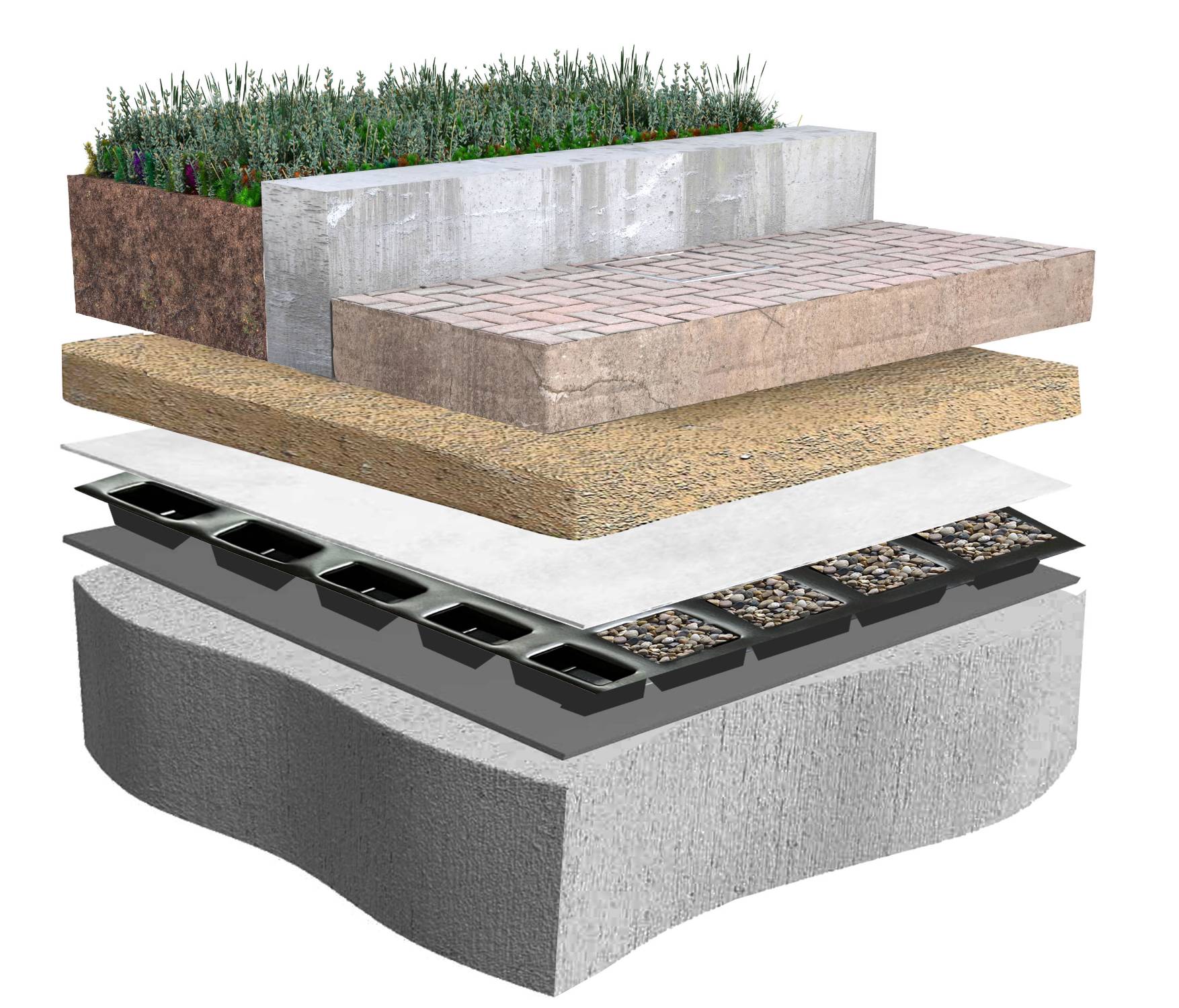 Roofdrain 60mm Reservoir Board drainage for extensive green roof or podium deck / landscaping areas