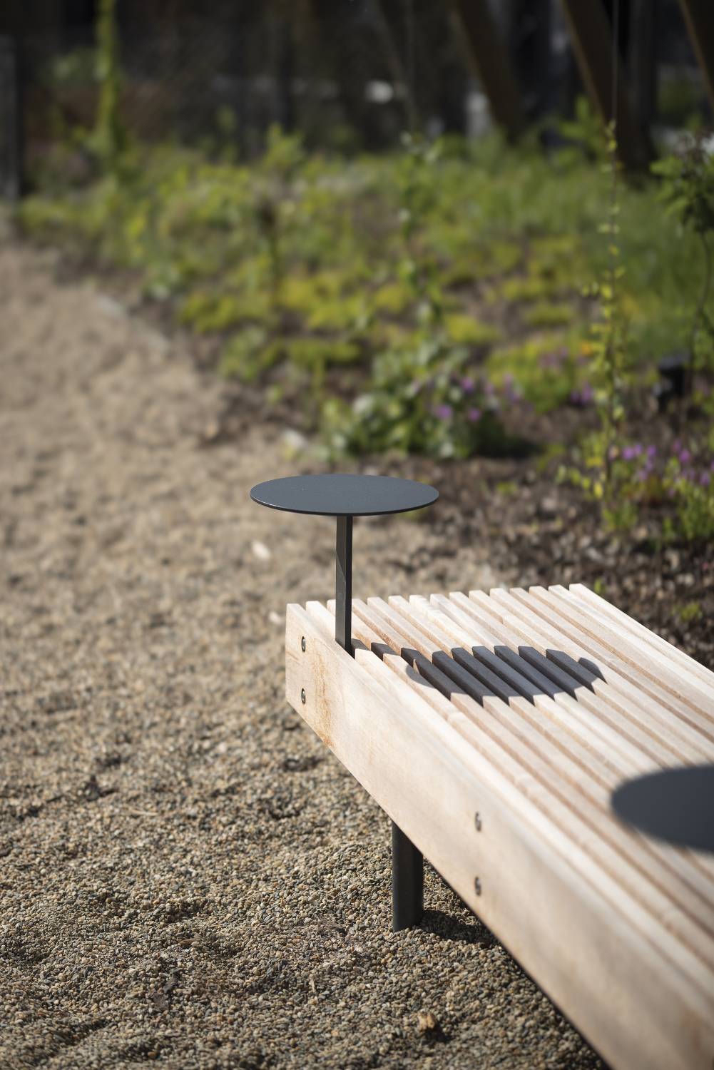 Woody Bench with Table - Outdoor Benches for Public Spaces