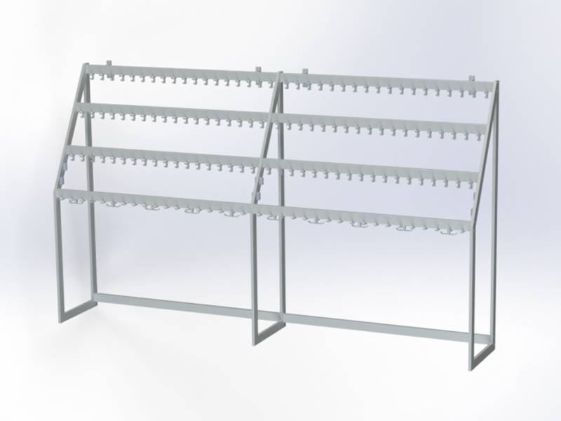 FS704L Multi-Level Coat & Bag Rail - Free Standing Coat Rails 