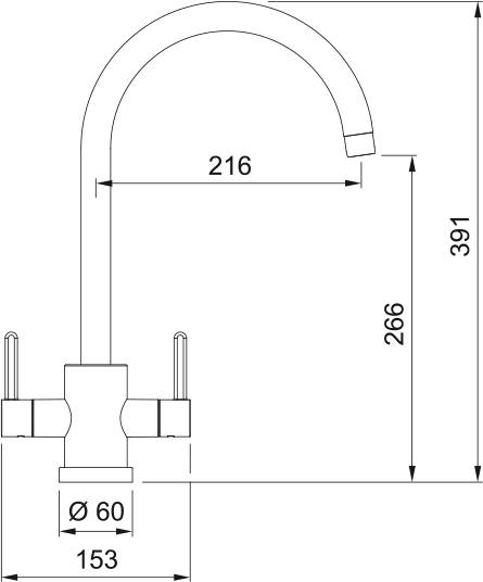 Franke Krios J Spout Two Lever Tap - Sink Tap