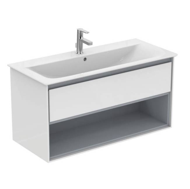 Connect Air Wall Hung Vanity Units - with Drawer and Open Shelf - 100 cm