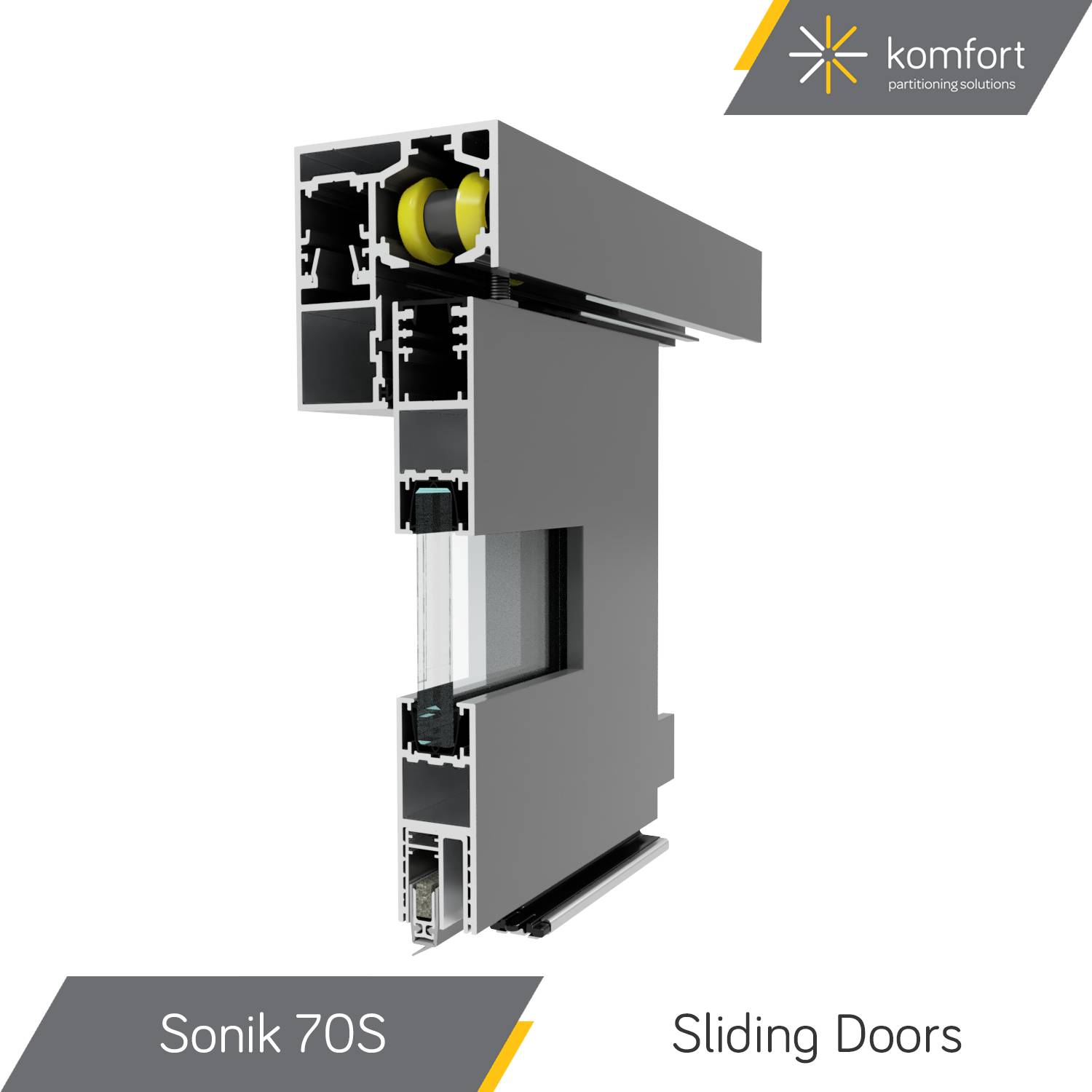 Komfort | Sonik 70S | Single Glazed 28mm Sliding Aluminium Doorsets