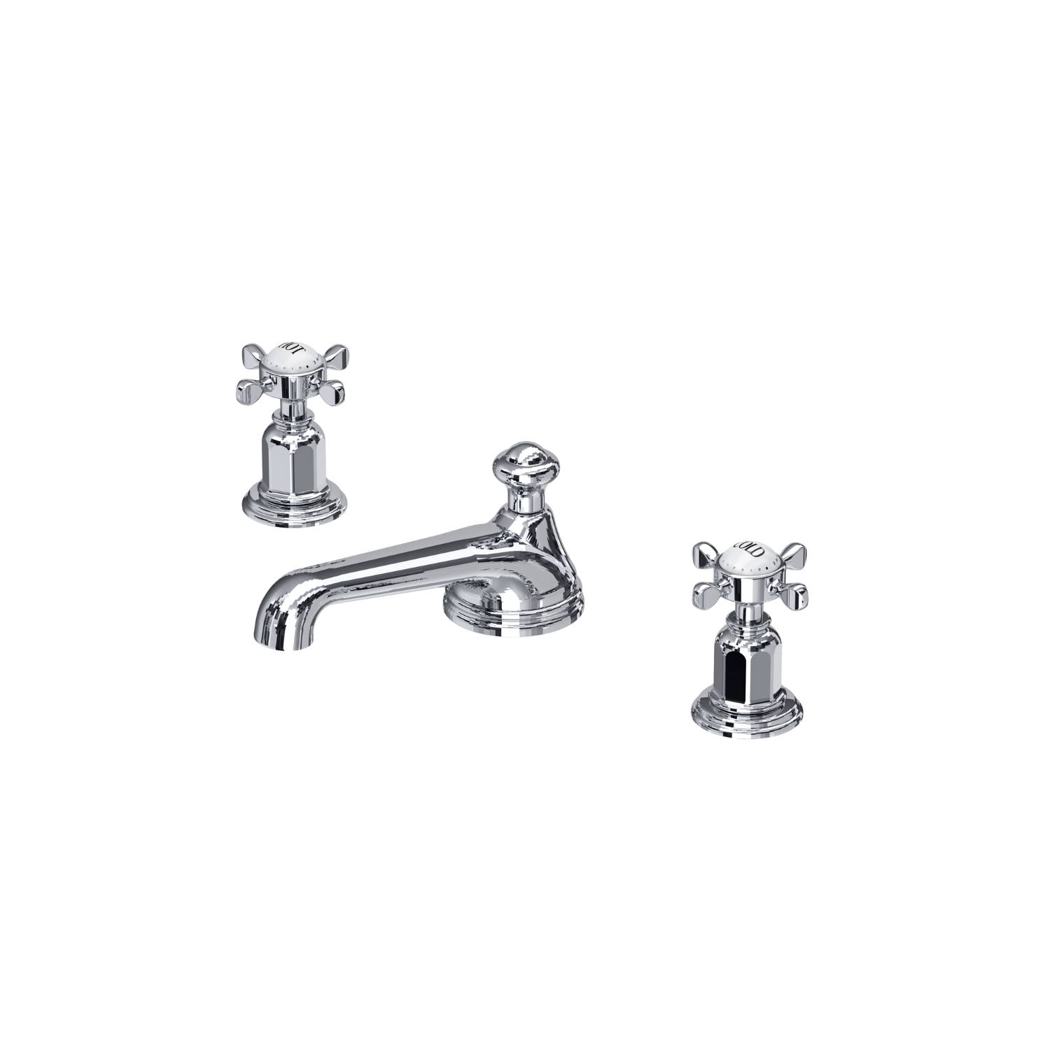 Traditional Three-Hole Basin Set With Low Profile Spout And Lever Or Crosstap Handles - Basin Tap