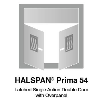 HALSPAN® Prima 54 mm Internal Fire Rated Door Blank - Latched Single Acting Double Doors With Overpanel