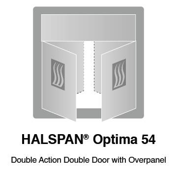 HALSPAN® Optima 54 mm Internal Fire Rated Door Blank - Double Acting Double Doors With Overpanel
