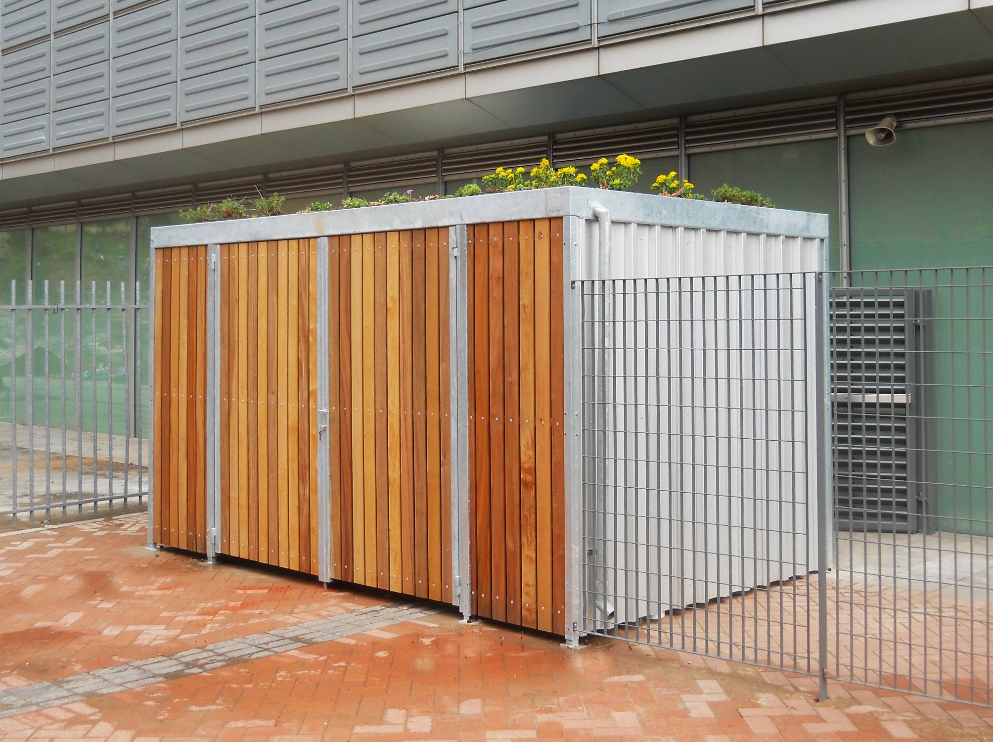 FalcoLok-300 Commercial Bin Store - Hardwood Bin Store - Secure bin store and cycle store