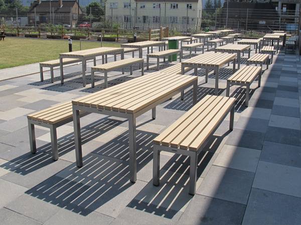 Parallel Picnic Benches and Table
