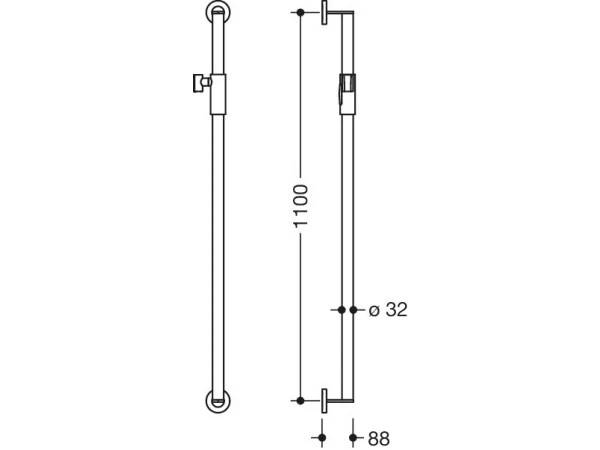 HEWI Magnetic Head Shower Riser Rail - 1100mm 