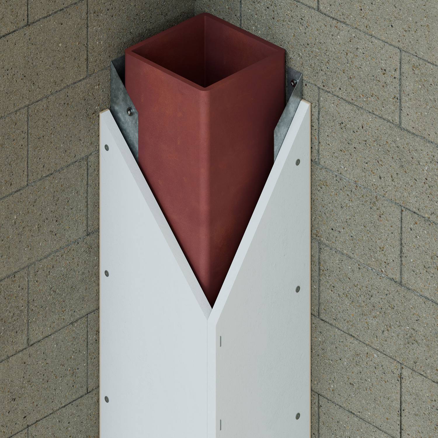 PROMATECT-250® - 2 Sided Column Protection up to 600 mm x 600 mm. Board fix to Angle, Angle fix to column - ST P250-045S