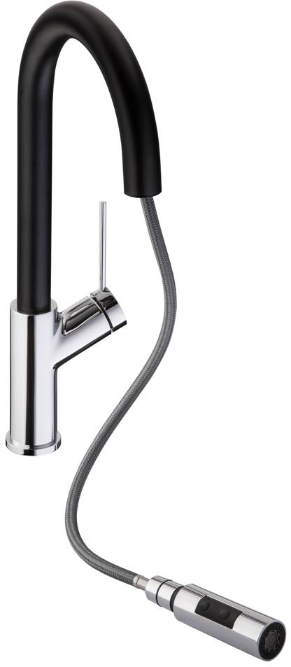 Virtue Nero Pull Out Monobloc - Contemporary Kitchen Mixer Tap 