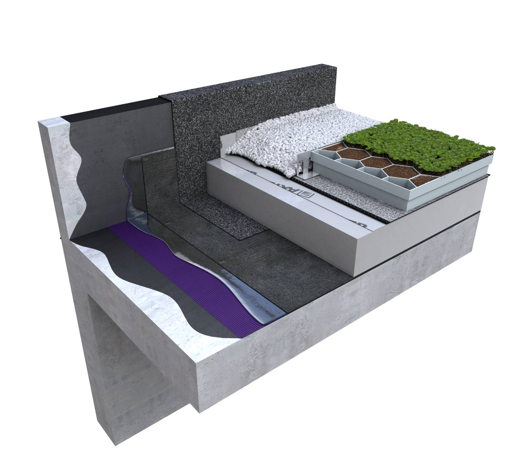 Wilotekt-Plus Inverted Roof System - Living Roof - Concrete Slab (In-situ/Precast) / Timber Roof Deck