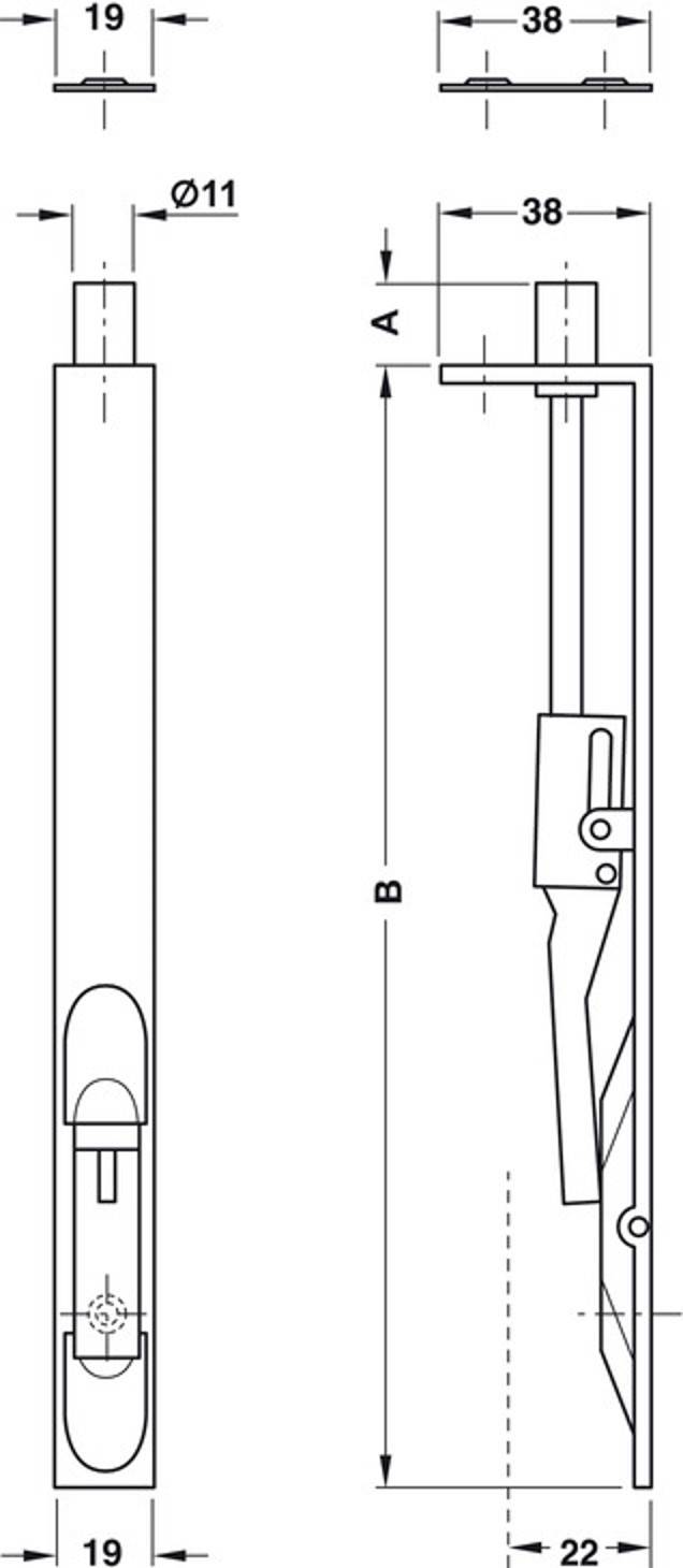 Flush Bolt - 304.500.457.5640.SQ.SSS