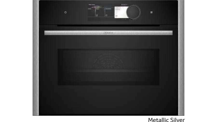 Compact 45cm ovens with Microwave Silver trim