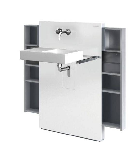 Monolith Sanitary Modules, Wall Hung Wash Basin With Wall Mounted Tap