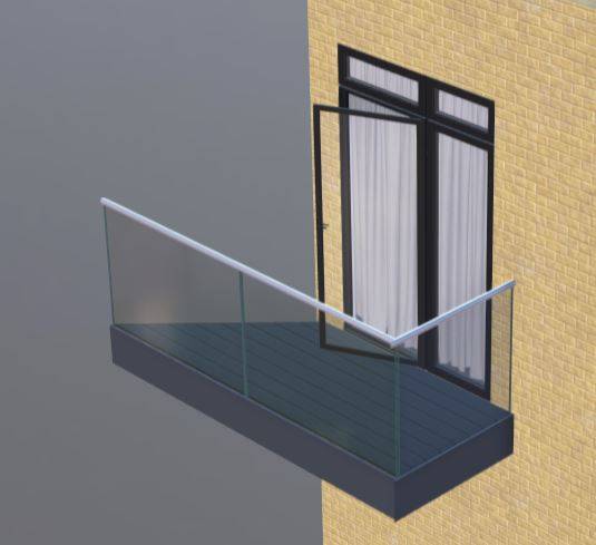 Corner Left Side Glass Glide-On Cassette Balcony