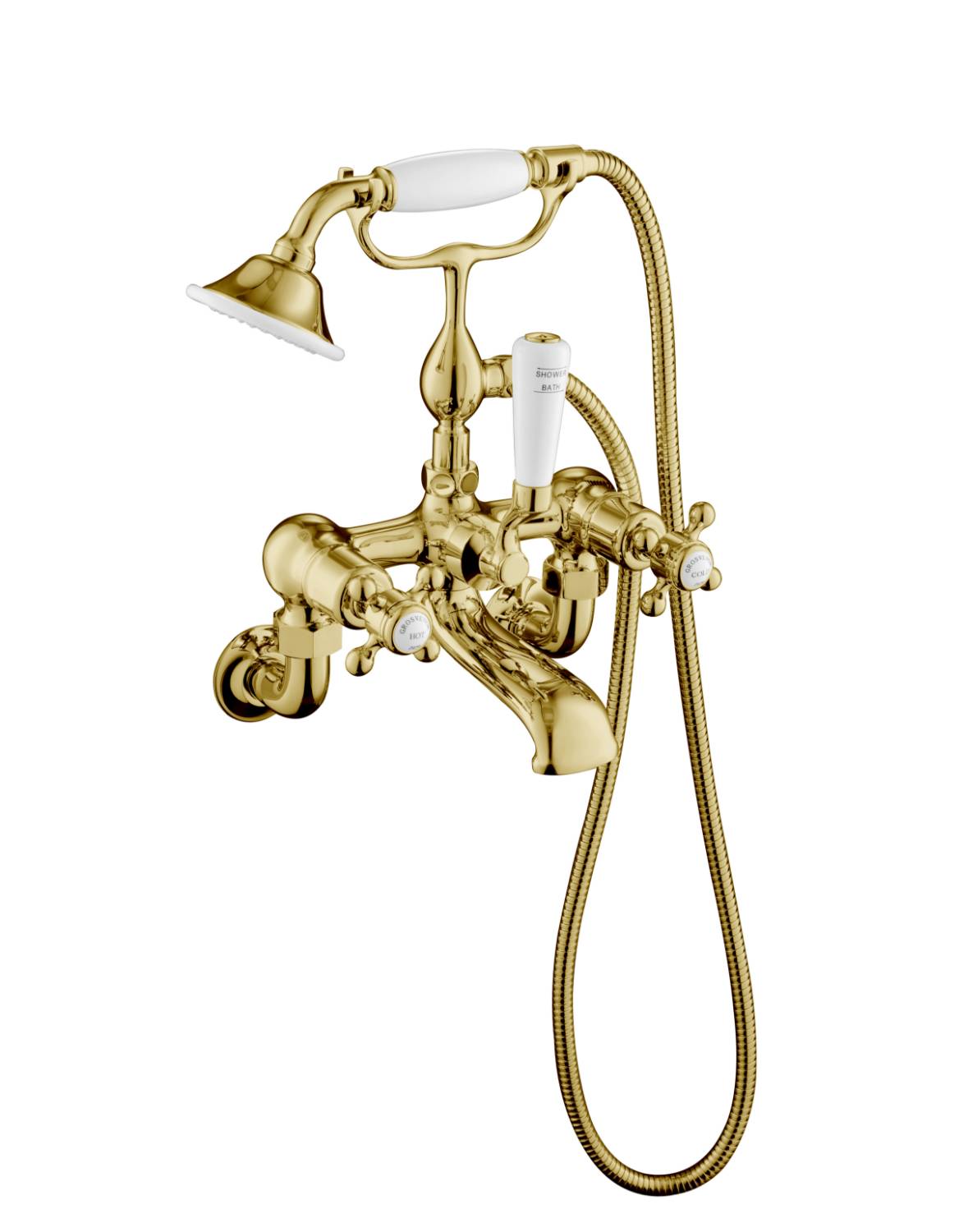 Grosvenor Bath Shower Mixer Wall Mounted With Kit - Bath Mixer Tap With Hand Shower
