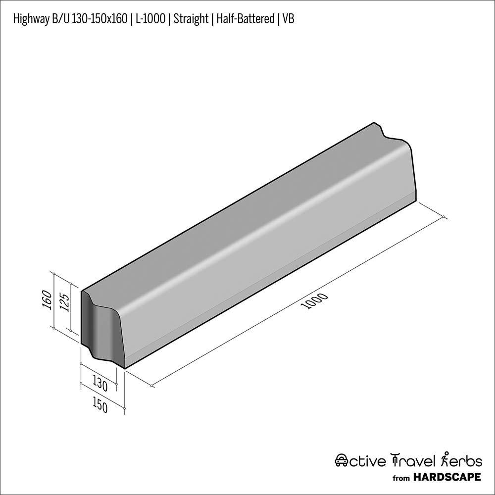 Active Travel Kerb - Highway B/U - 130–150 - Concrete Kerbs