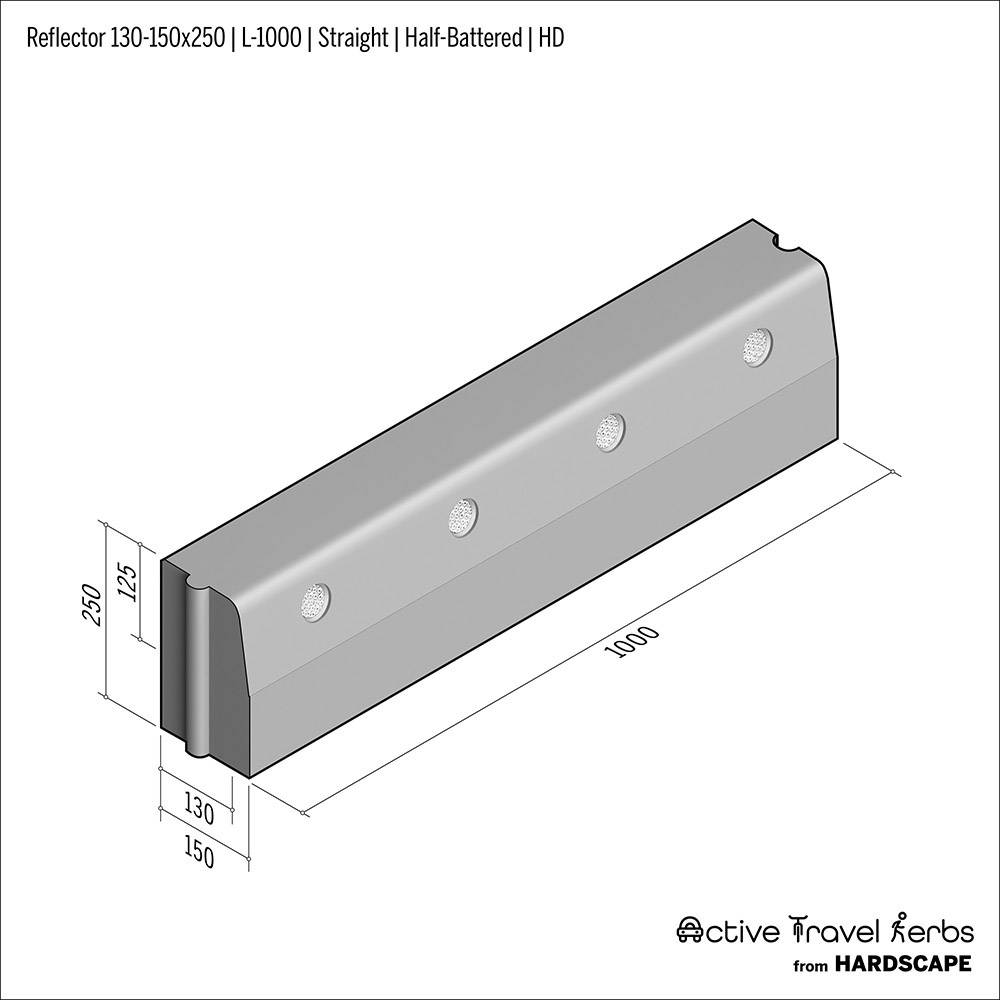 Active Travel Kerb - Reflector - Concrete Kerb