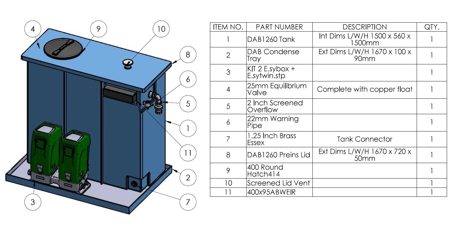 Esytank Pro 1250 AB - 1250AG - Water Boosting System with Water Tank