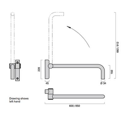 Disabled Cantilever Rail - Left Hand - 7030