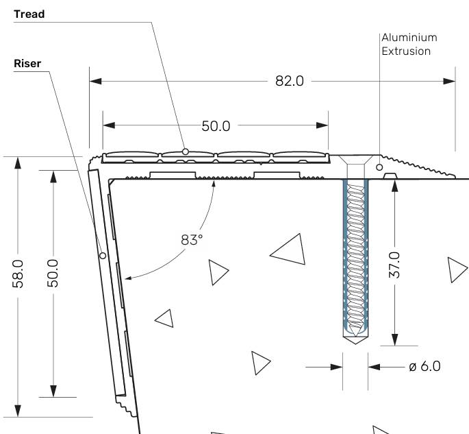 Surface Mounted High-Performance Stair Nosing (Internal or External) - Stair Nosing