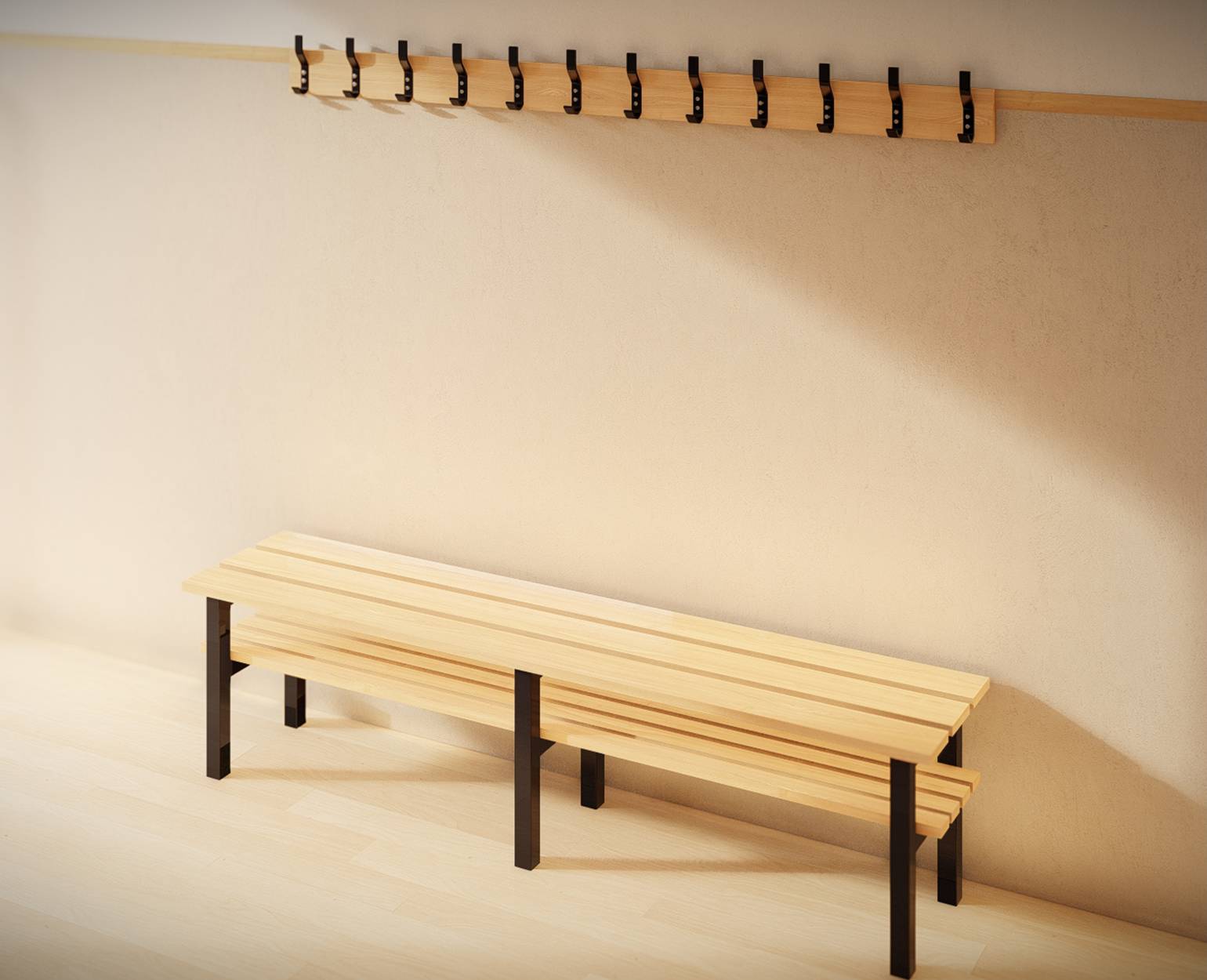 Freestanding Bench With Independent Peg Rail (WA/FS Series)