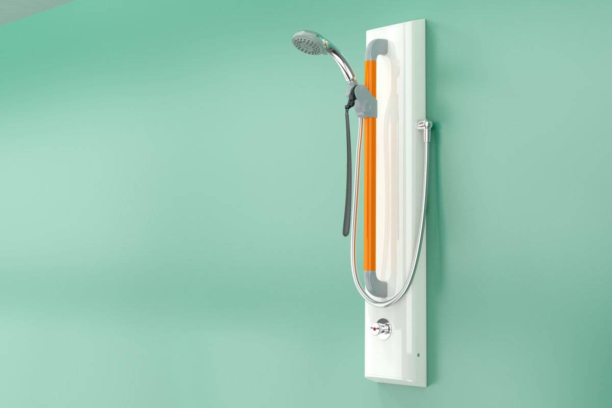 Panel Shower with Timed Flow Control, Riser Rail, Hose and Three