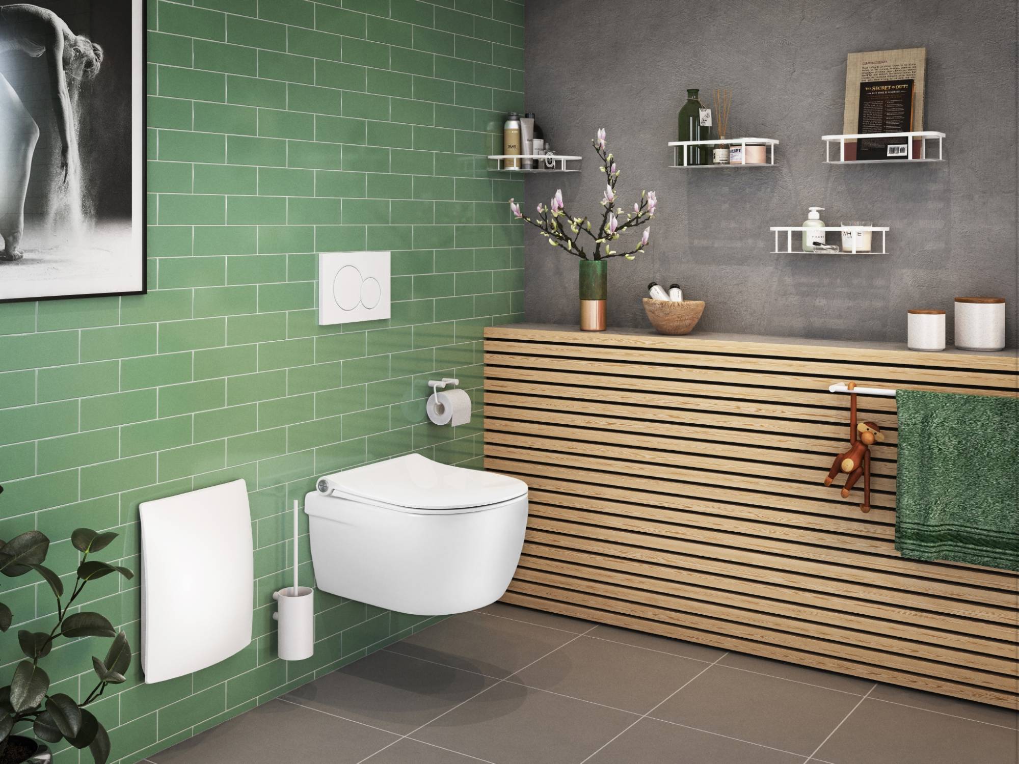 Wallhung toilet and toilet seat pack. Pressalit Trend Combi Pack with Sway D2 soft close and lift-off toilet seat, antibacterial, white. Pan includes flow reducer.