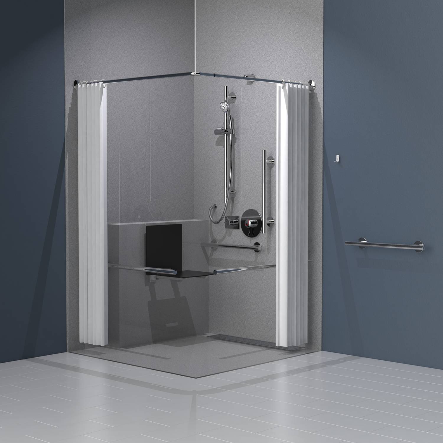 NymaSTYLE Concealed Valve Doc M Shower Pack with Stainless Steel Luxury Concealed Fixing Grab Rails and Slimline Shower Seat