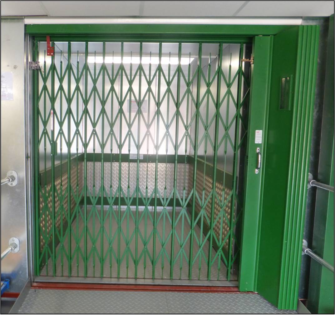 Mid Bar Collapsible Gate - Goods lift car door