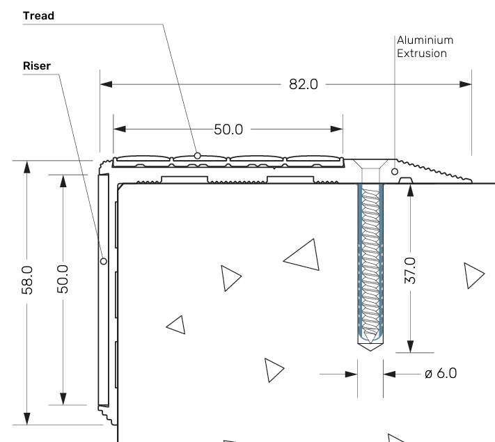 Surface Mounted High-Performance Stair Nosing (Internal or External) - Stair Nosing