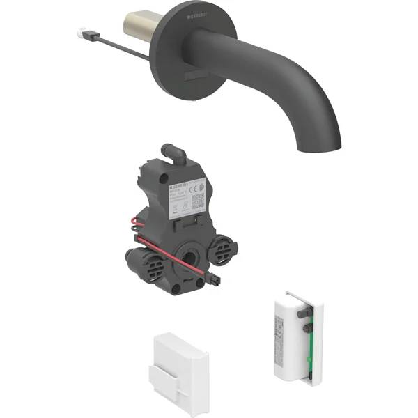 Geberit Piave washbasin tap, wall-mounted, generator operation, for concealed function box