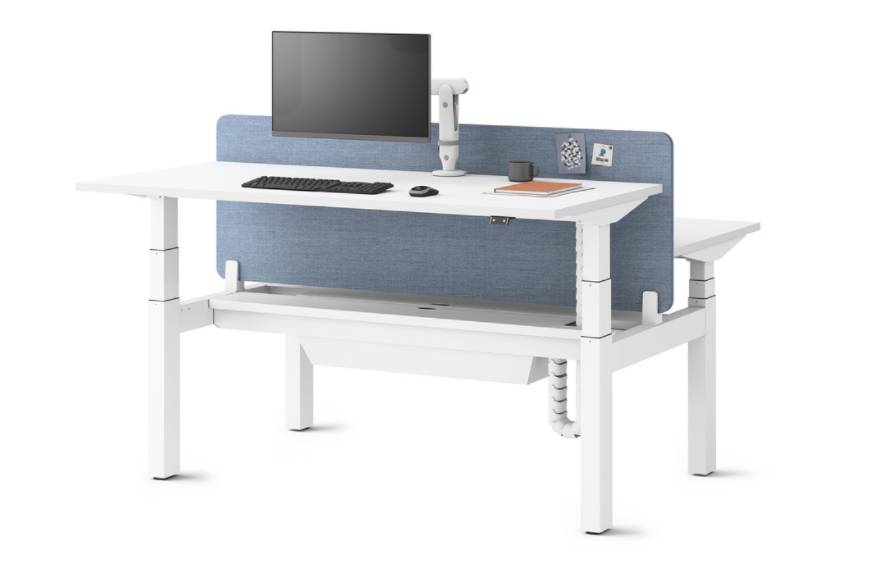 Ratio Sit-Stand - Three Person Side-by-Side Desk with Screen