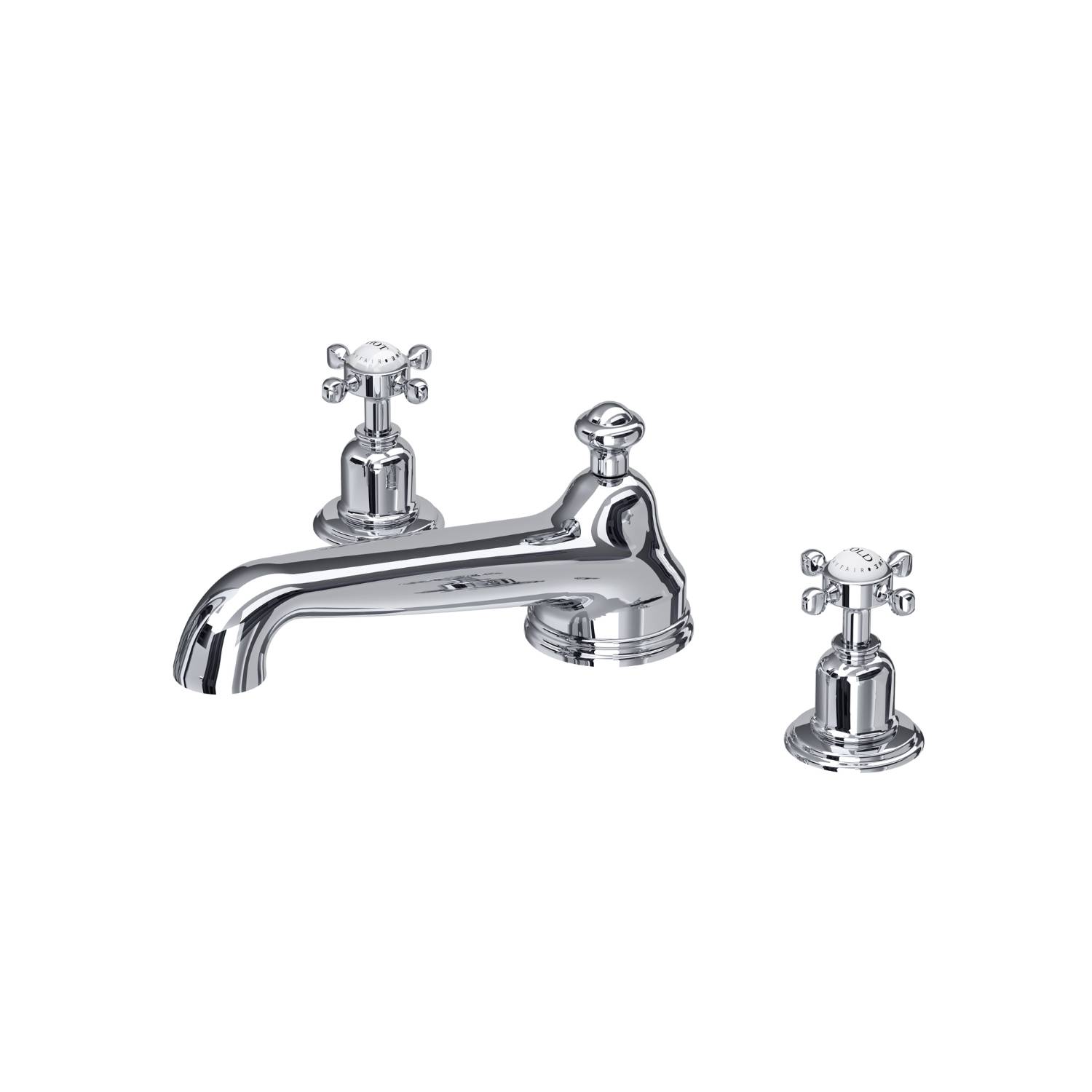 Traditional Three-Hole Bath Set With Low Profile Spout And Lever Or Crosstop Handles - Bath Tap Set