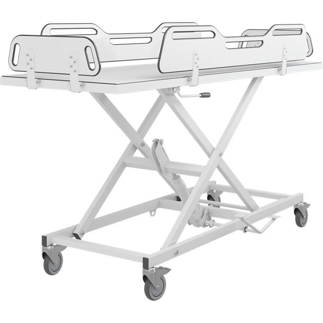 MSCT 4 shower change trolley. Manually height adjustable with foot pedal (hydraulic) - Shower And Changing Table