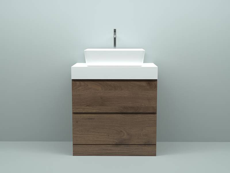 Floor Standing Solid Surface Vanity with Bespoke Cabinet  - Vanity Unit