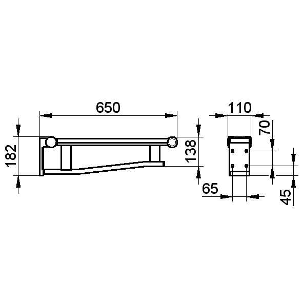 Hinged Support Rail - 650mm - Grab Bar - PLAN CARE - Grab bar