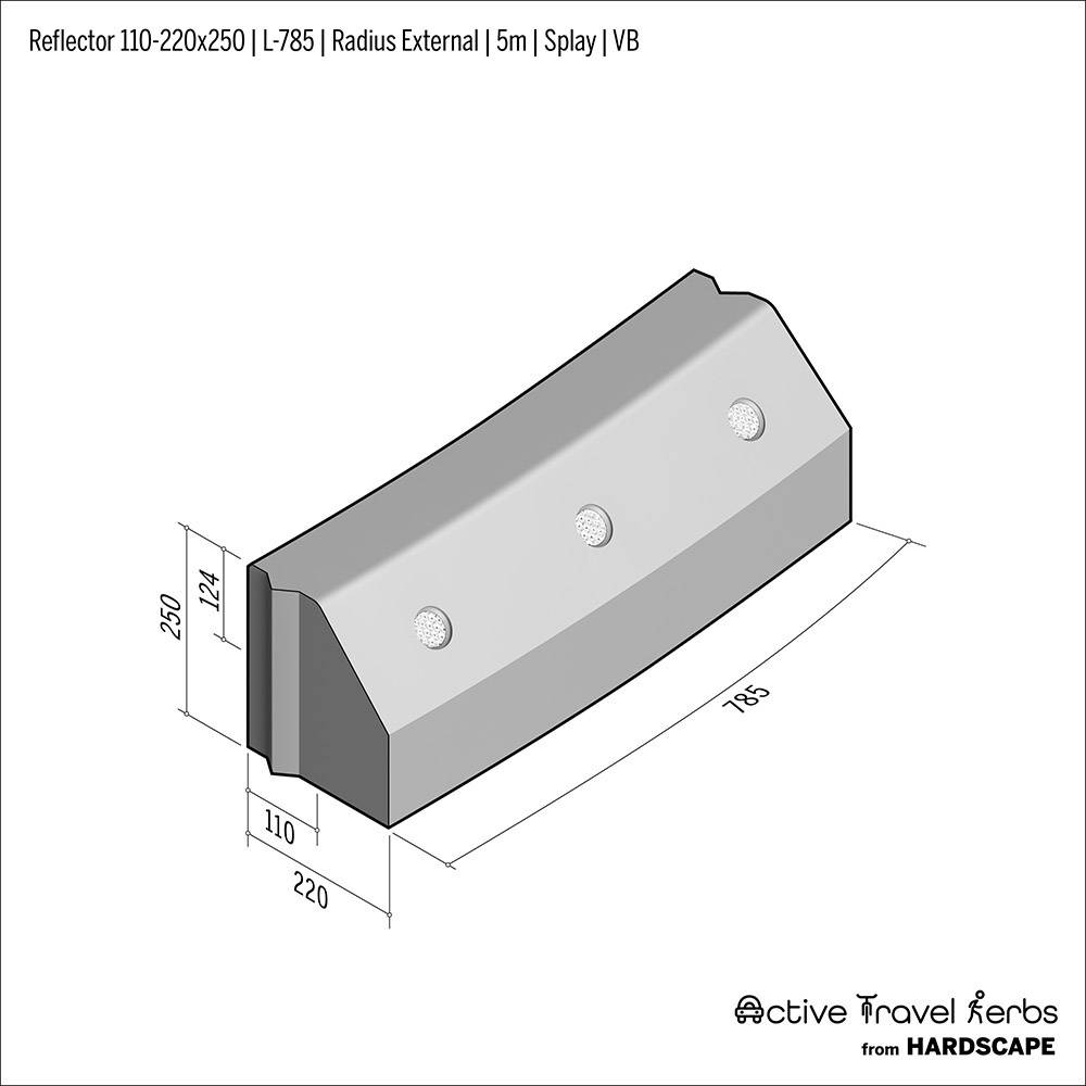 Active Travel Kerb - Reflector - Concrete Kerb