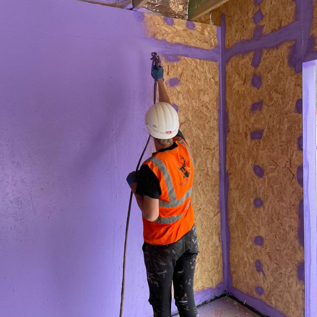PASSIVE PURPLE® Fire rated Intelligent Airtight Vapour Control for Energy-Efficient Building Solutions - Spray-applied Liquid Airtight Membrane