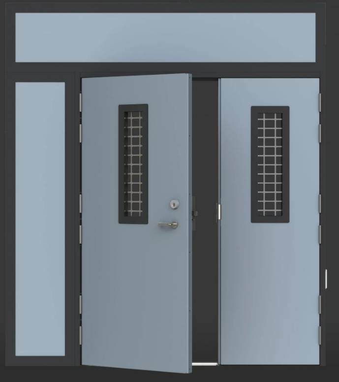 M2M4 double leaf security door with side and/or Overpanels