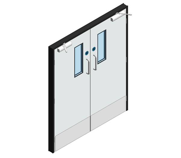 Hygienic Hinged GRP Fire Doors - 60 Min FR - Pair (GRP frame)