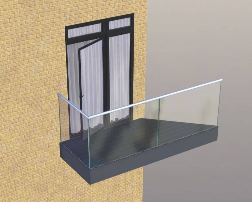Corner Right Side Glass Glide-On Cassette Balcony