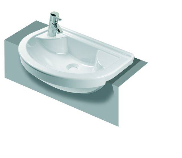 VitrA S50 Compact Semi-recessed Washbasin, 55 cm, Round, 5597