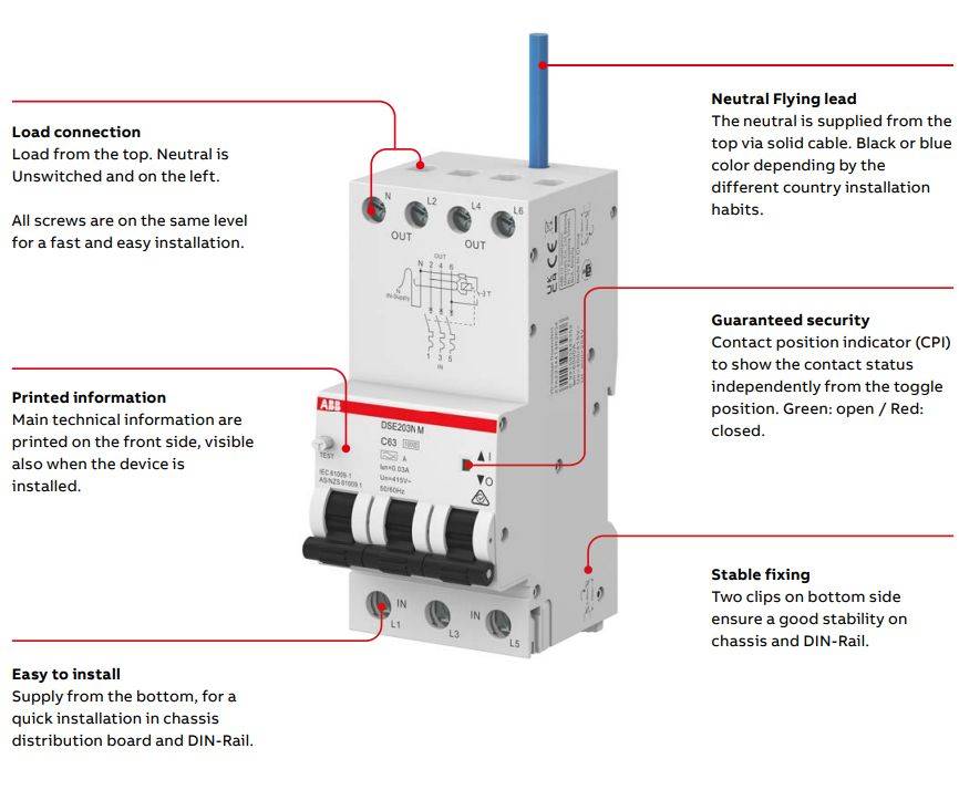 Residual Current Breaker with Over-Current – RCBO – DSE201NM – Three Pole